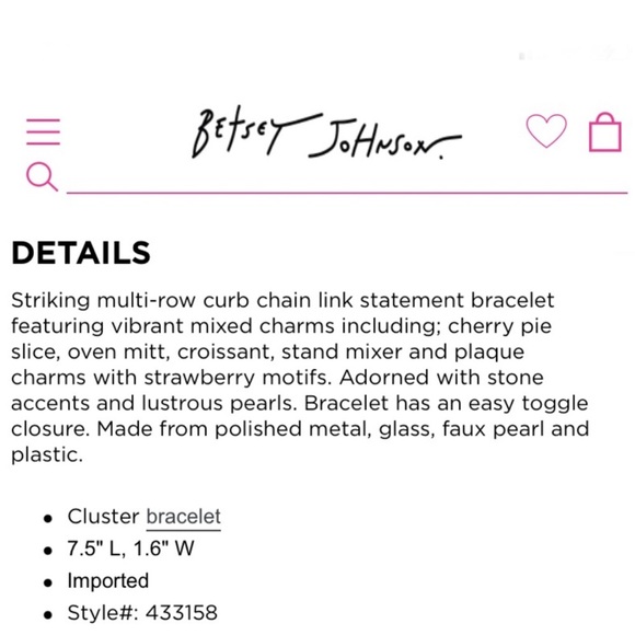 NWT ⚜️💖⚜️ Betsey Johnson Babycakes Cluster Bracelet - Picture 7 of 11